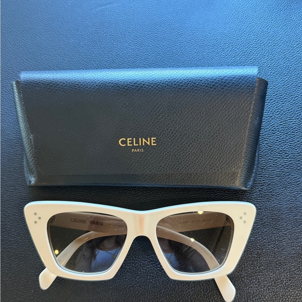 Celine The Edge Ivory Square Cat Eye Sunglasses - Picture 2 of 11